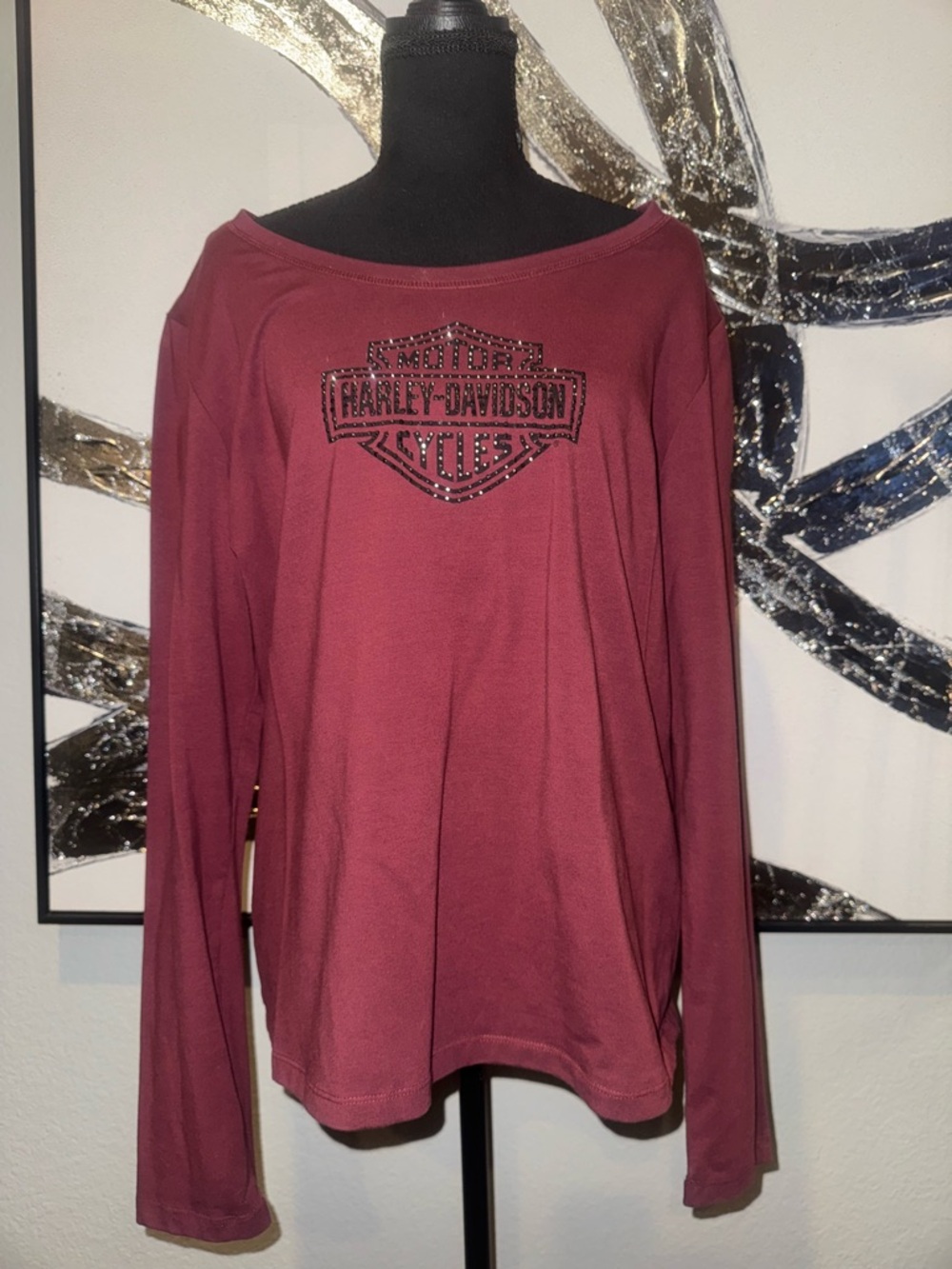 Harley-Davidson Burgundy Long Sleeve Logo Top